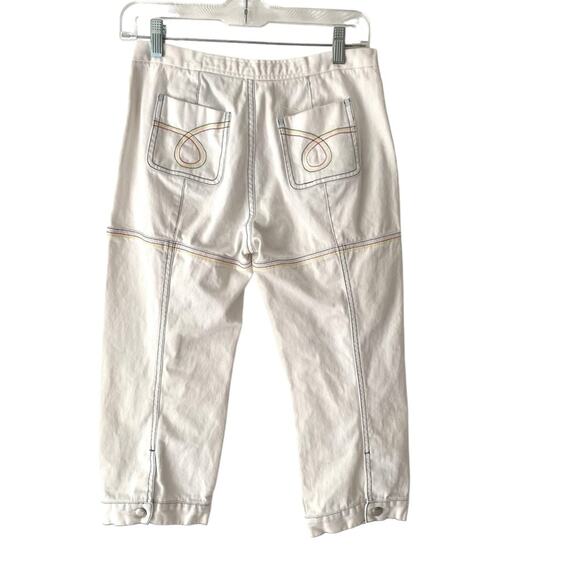 Marithe Francois Girbaud White Denim Capri Cropped Rainbow Embroidered Jeans 27 - Picture 6 of 11